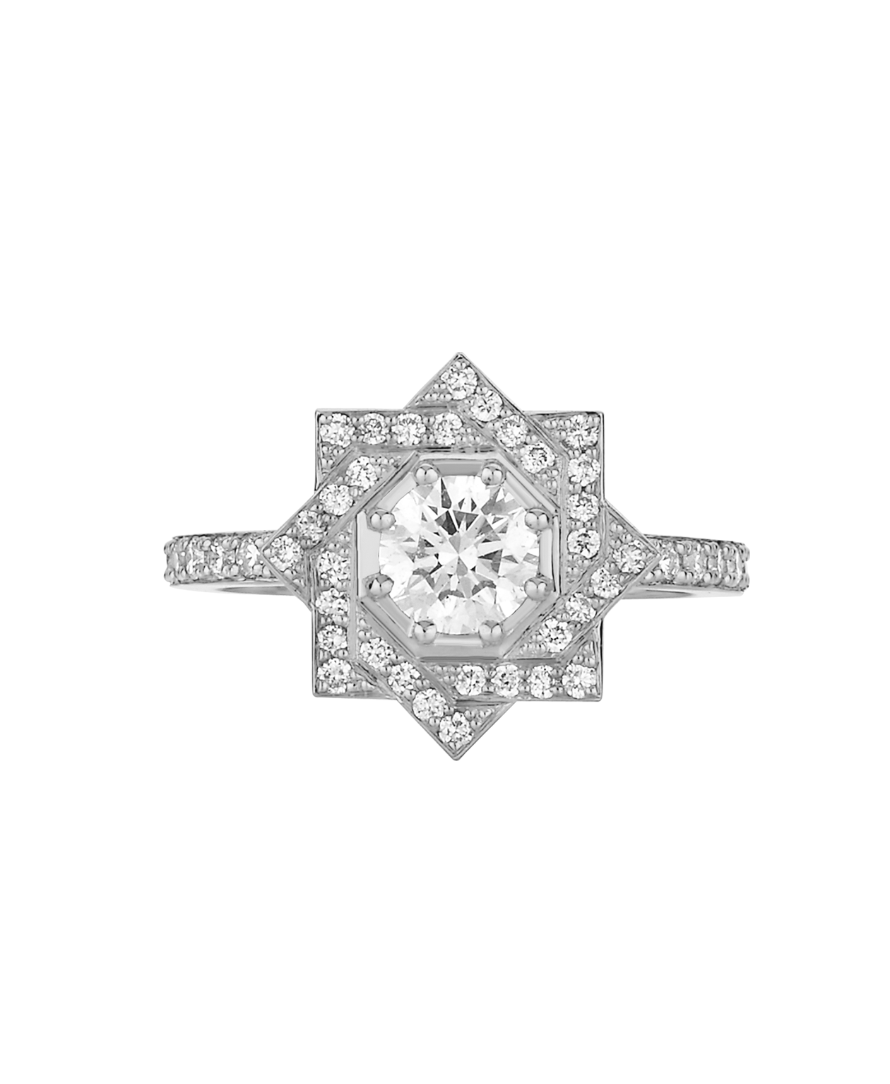 Zinnia Engagement Ring - 18k White Gold, Diamond