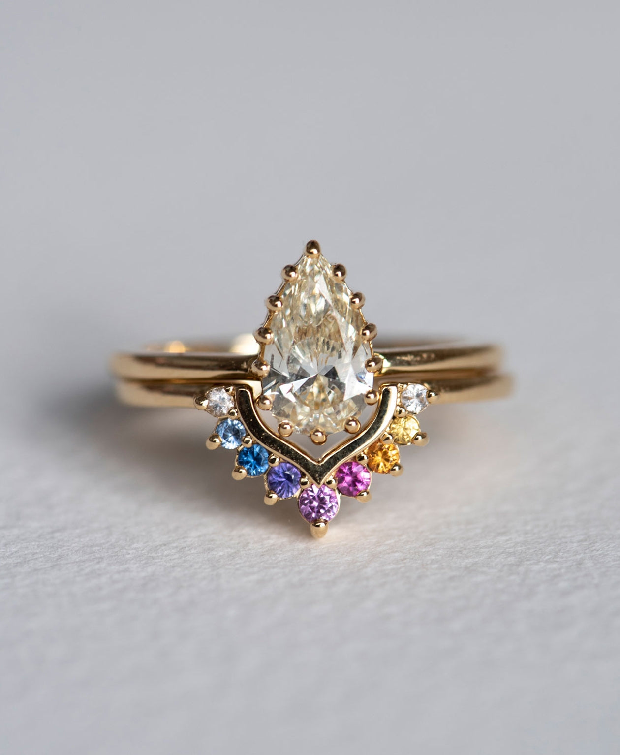 One of a Kind 203 - 18k Yellow Gold, Rainbow of Sapphires