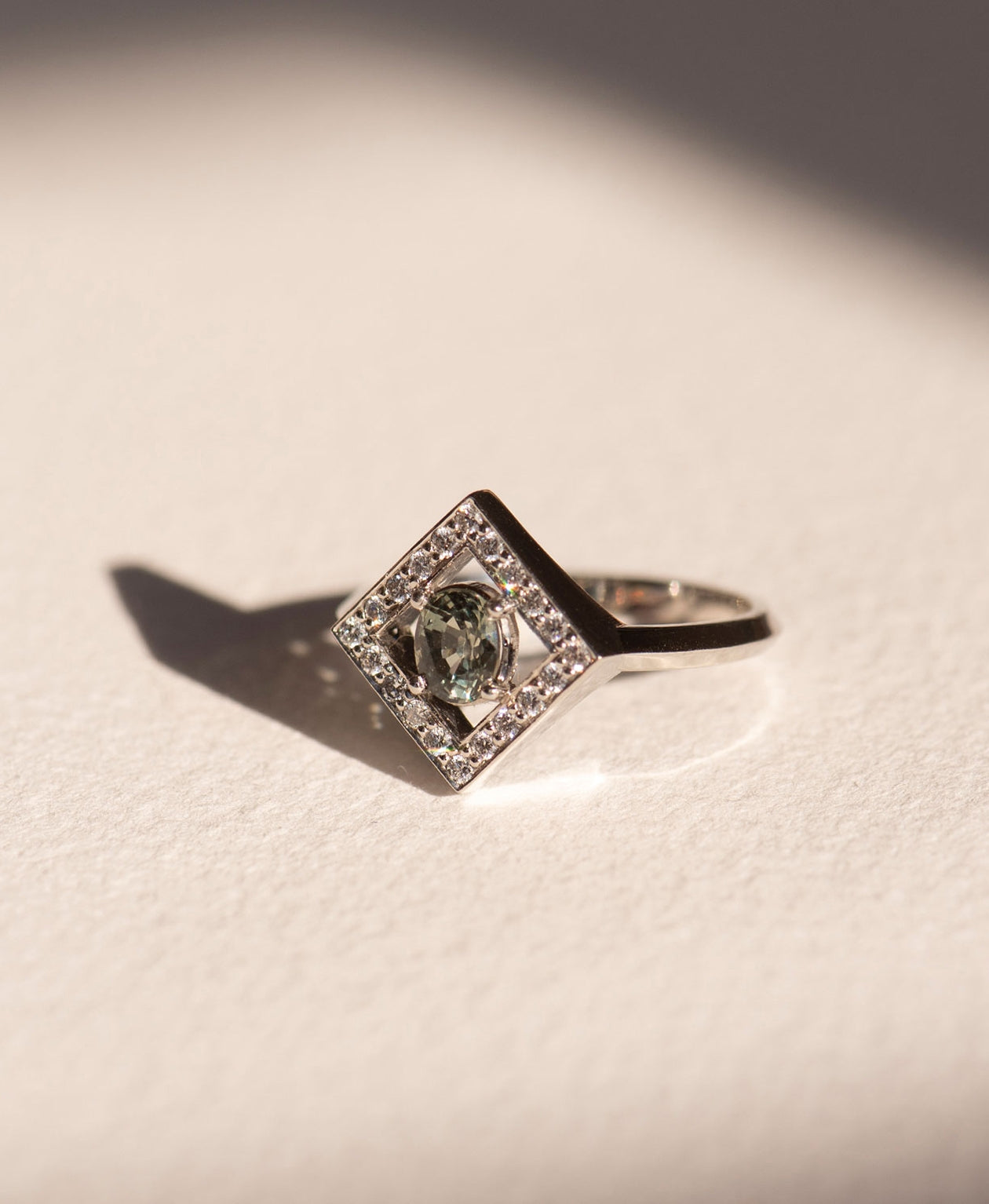 One of a Kind 206 - Platinum, Green Sapphire