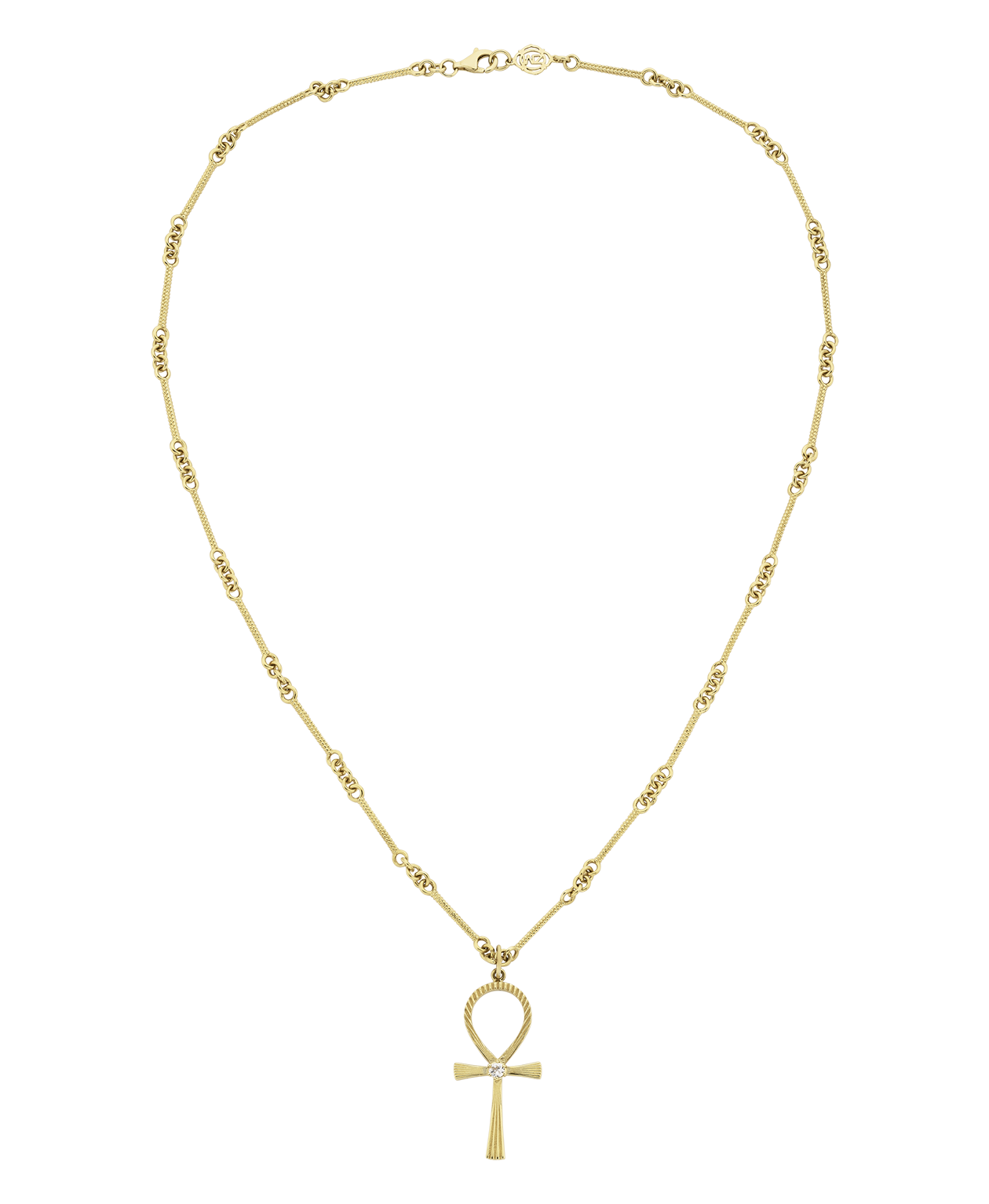 Ankh Necklace - 22k Gold Vermeil, Peach Zircon