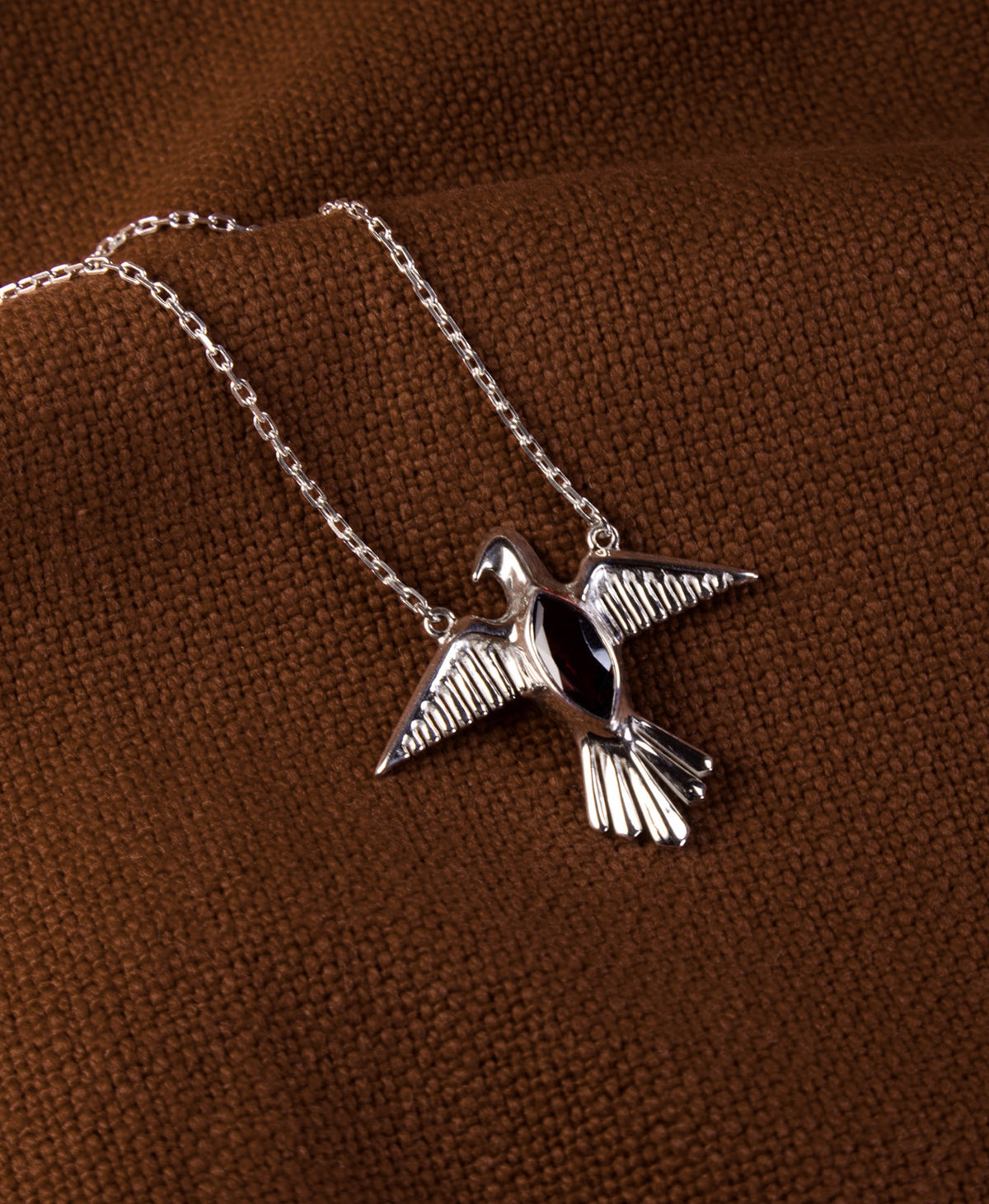 Birds of a Feather Necklace - 925 Sterling Silver, Rhodolite Garnet