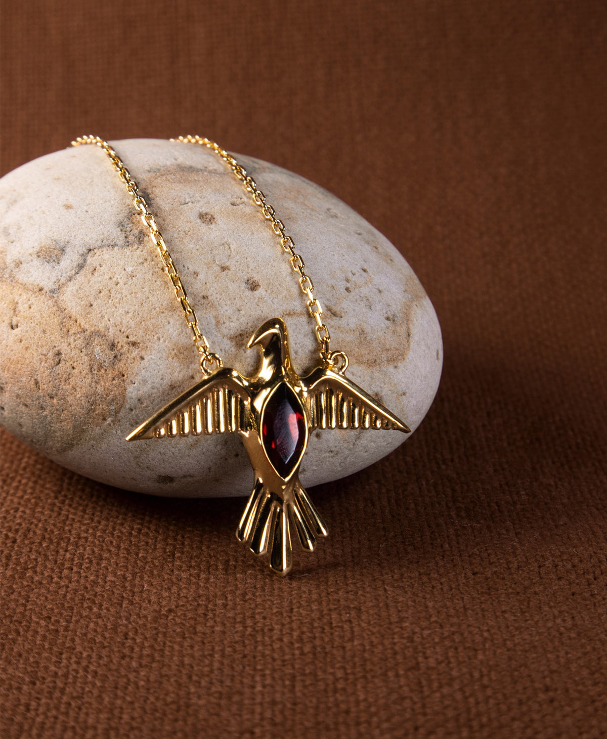 Birds of a Feather Necklace - 22k Gold Vermeil, Rhodolite Garnet