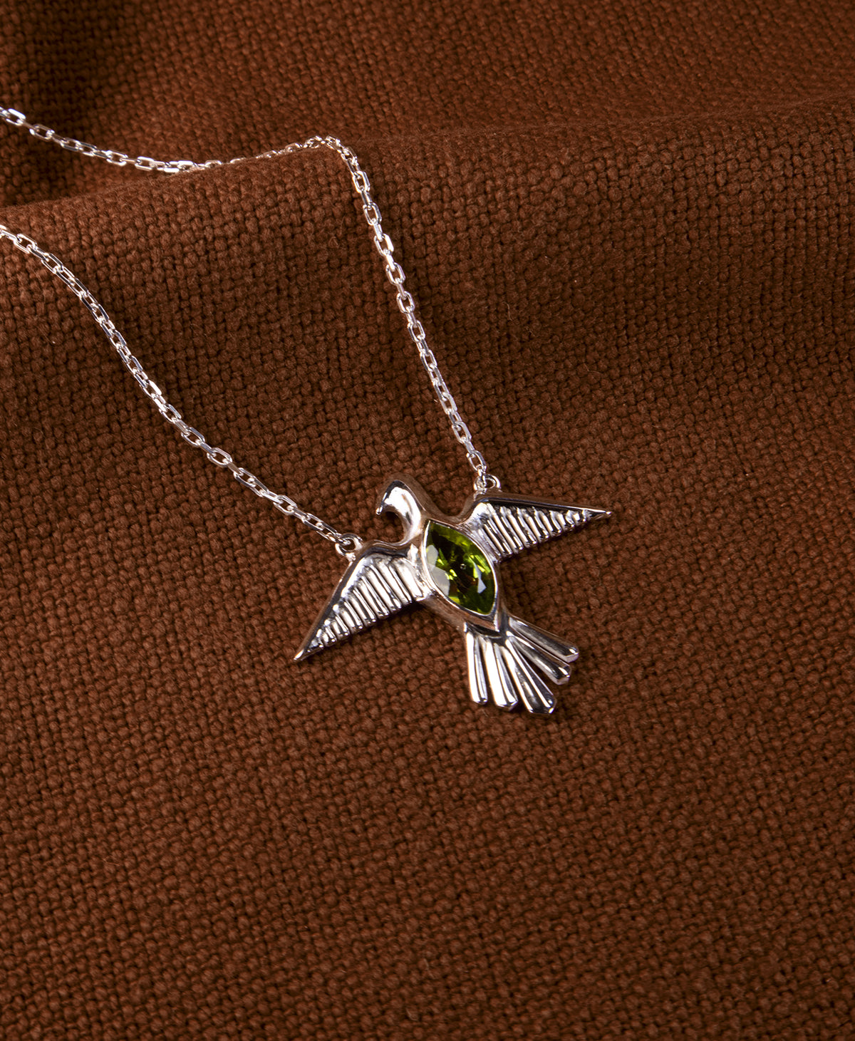 Birds of a Feather Necklace - 925 Sterling Silver, Peridot