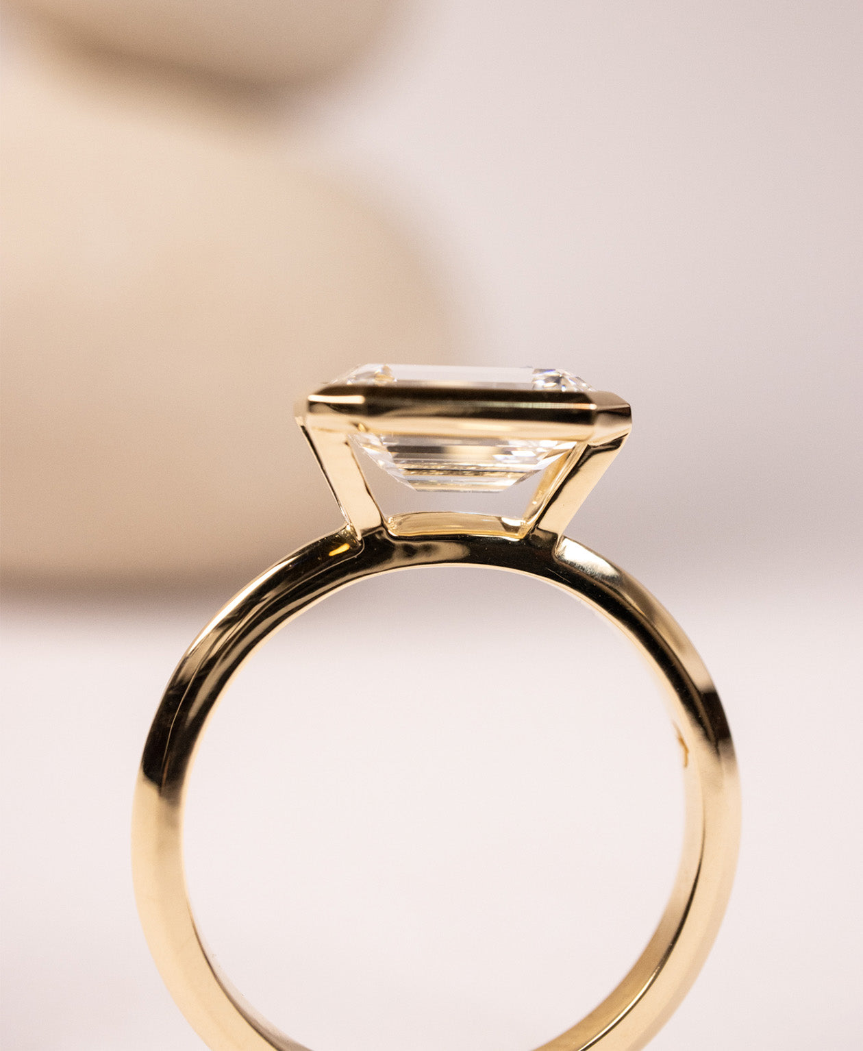 Frida Engagement Ring - 18k Yellow Gold, Emerald Cut Lab Grown Diamond 2.02 carat