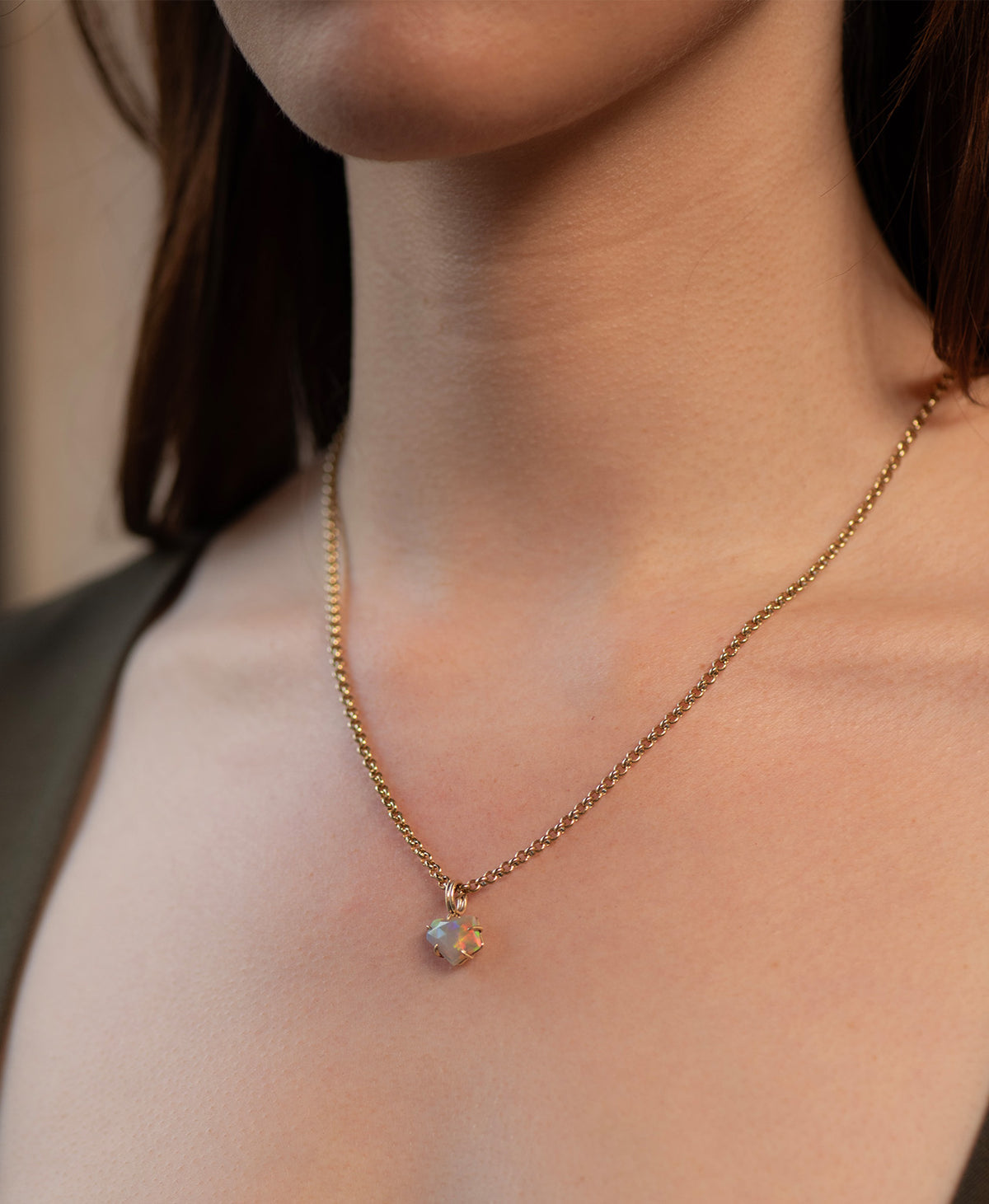 One of a Kind Charm 523 - 9k Yellow Gold, Opal