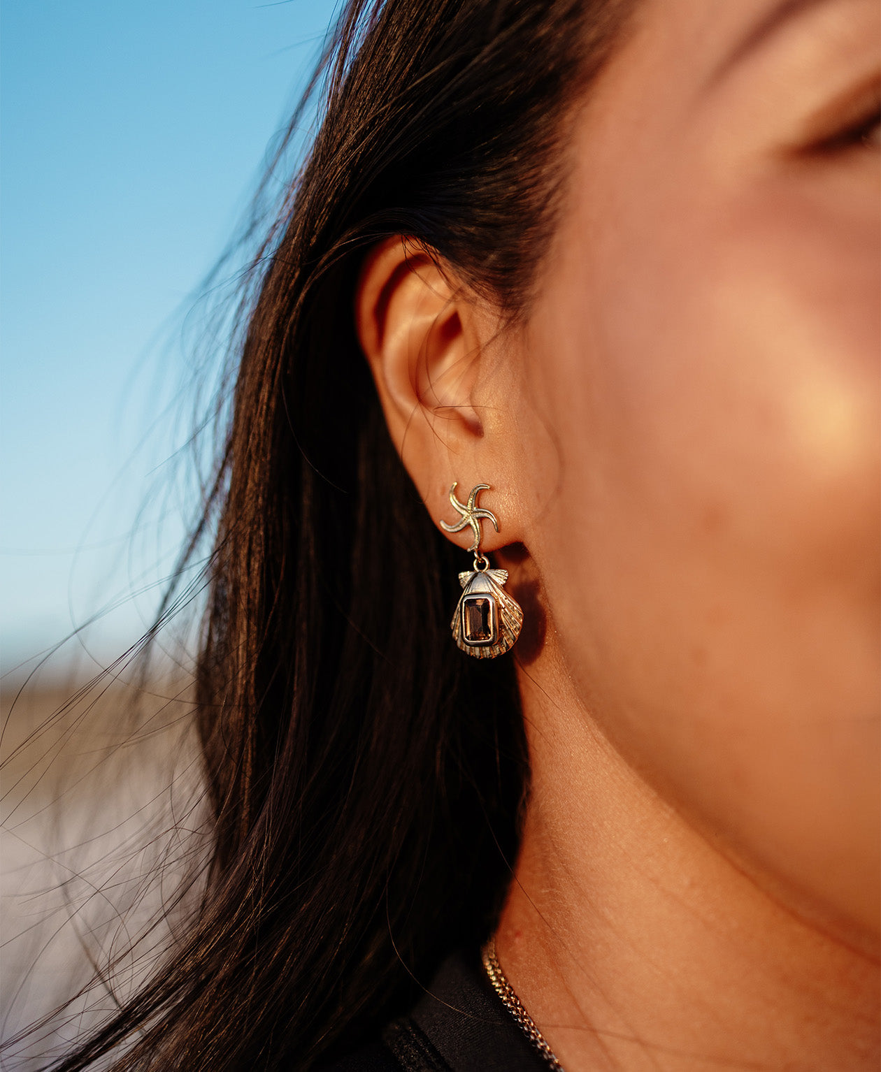 Alara Earrings - 22k Gold Vermeil, Smoky Quartz