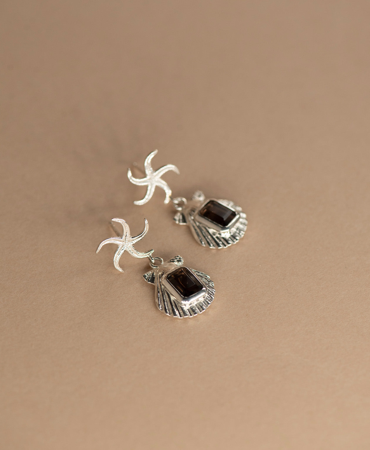 Alara Earrings - 925 Sterling Silver, Smoky Quartz | Zoë & Morgan UK