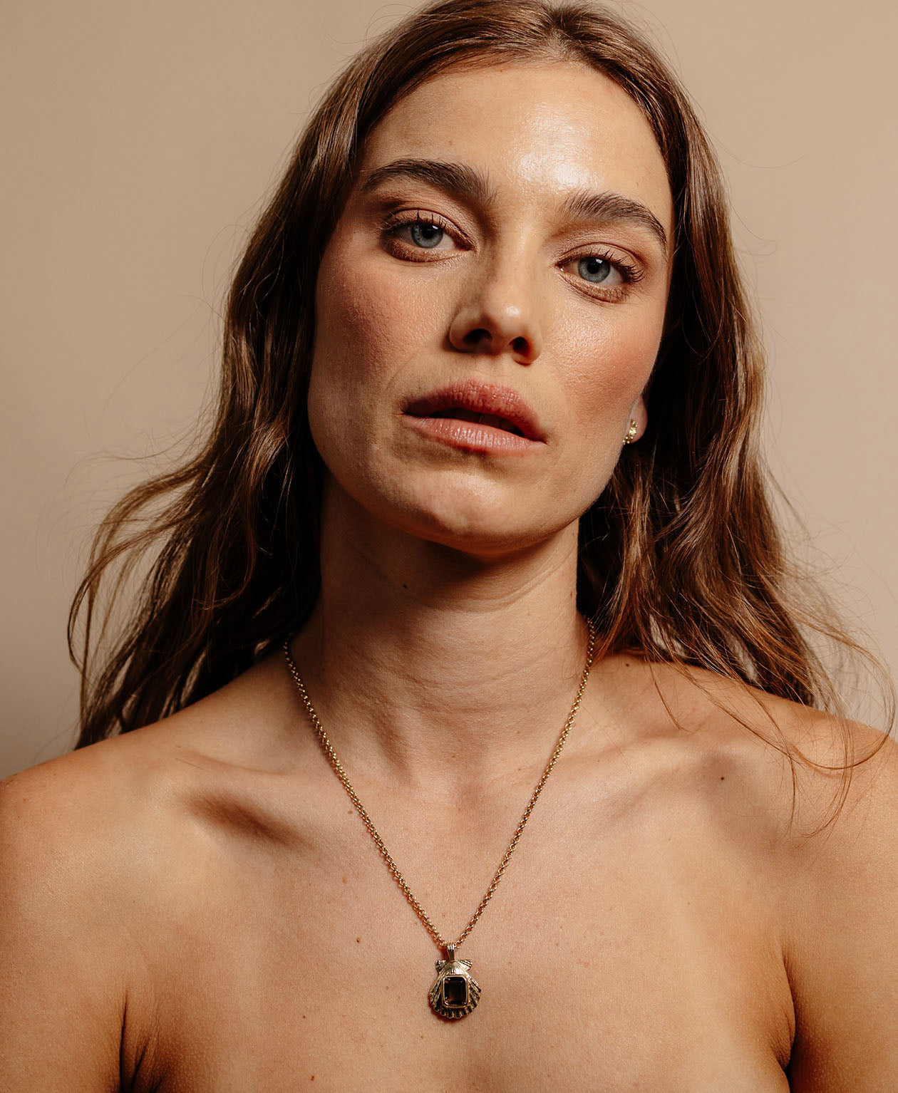 Alara Necklace - 22k Gold Vermeil, Smoky Quartz