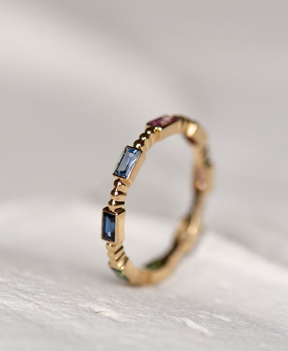 Amare Band - 18k Yellow Gold, Rainbow of Sapphires