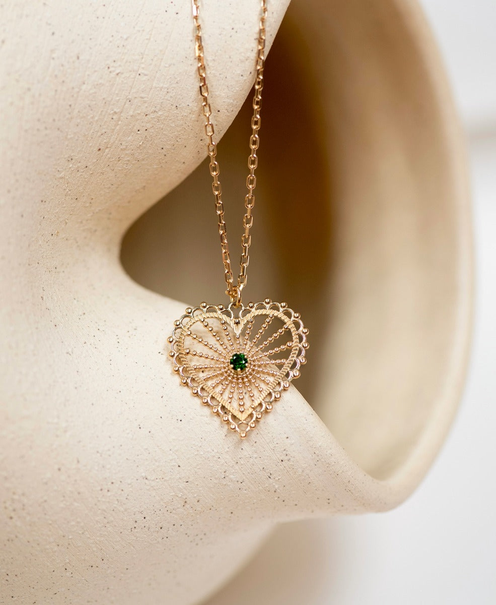 Amor Necklace - 22k Gold Vermeil, Chrome Diopside