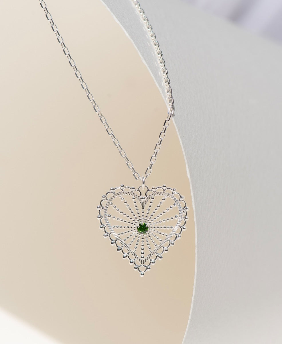 Amor Necklace - 925 Sterling Silver, Chrome Diopside