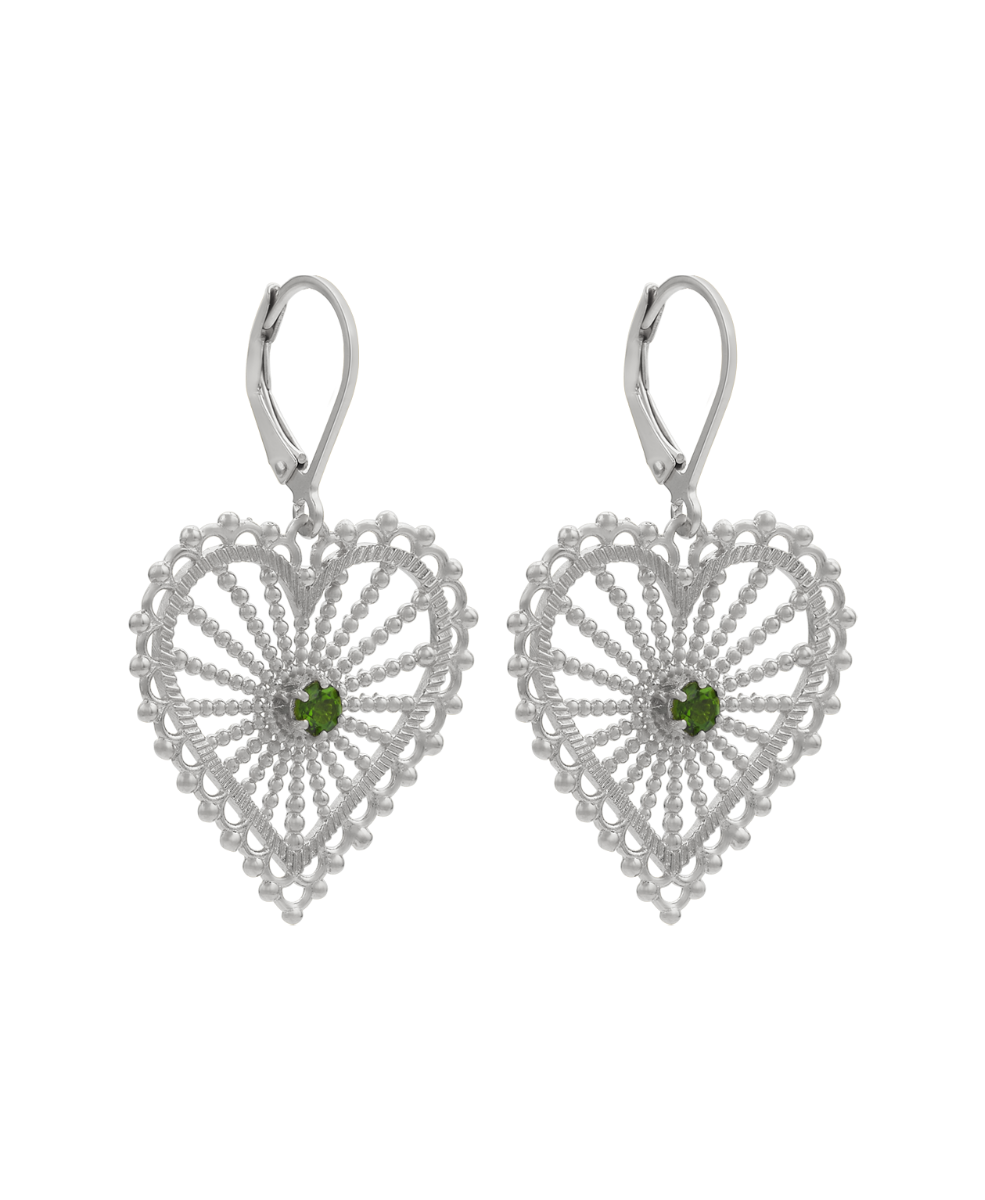 Amor Earrings - 925 Sterling Silver, Chrome Diopside