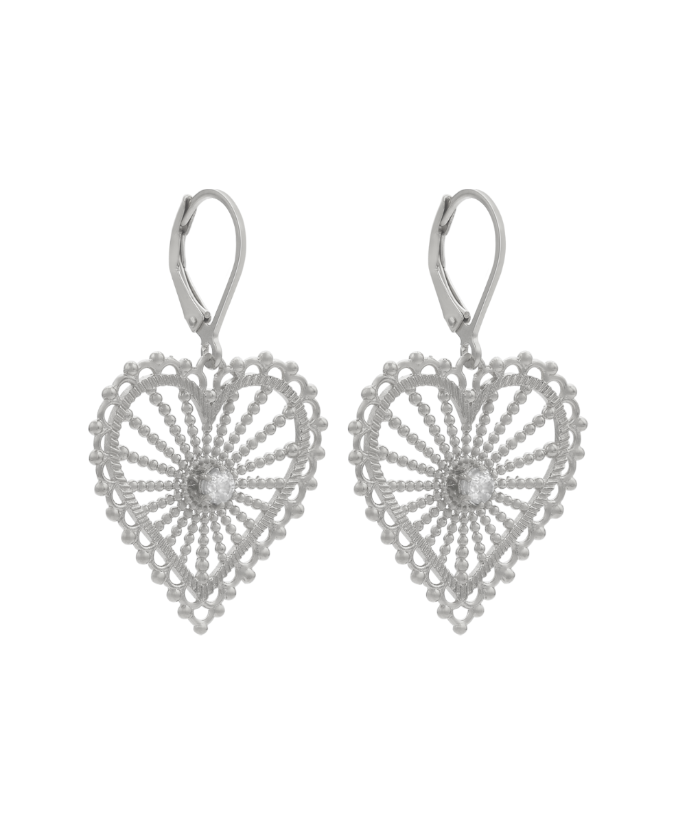 Amor Earrings - 925 Sterling Silver, White Zircon