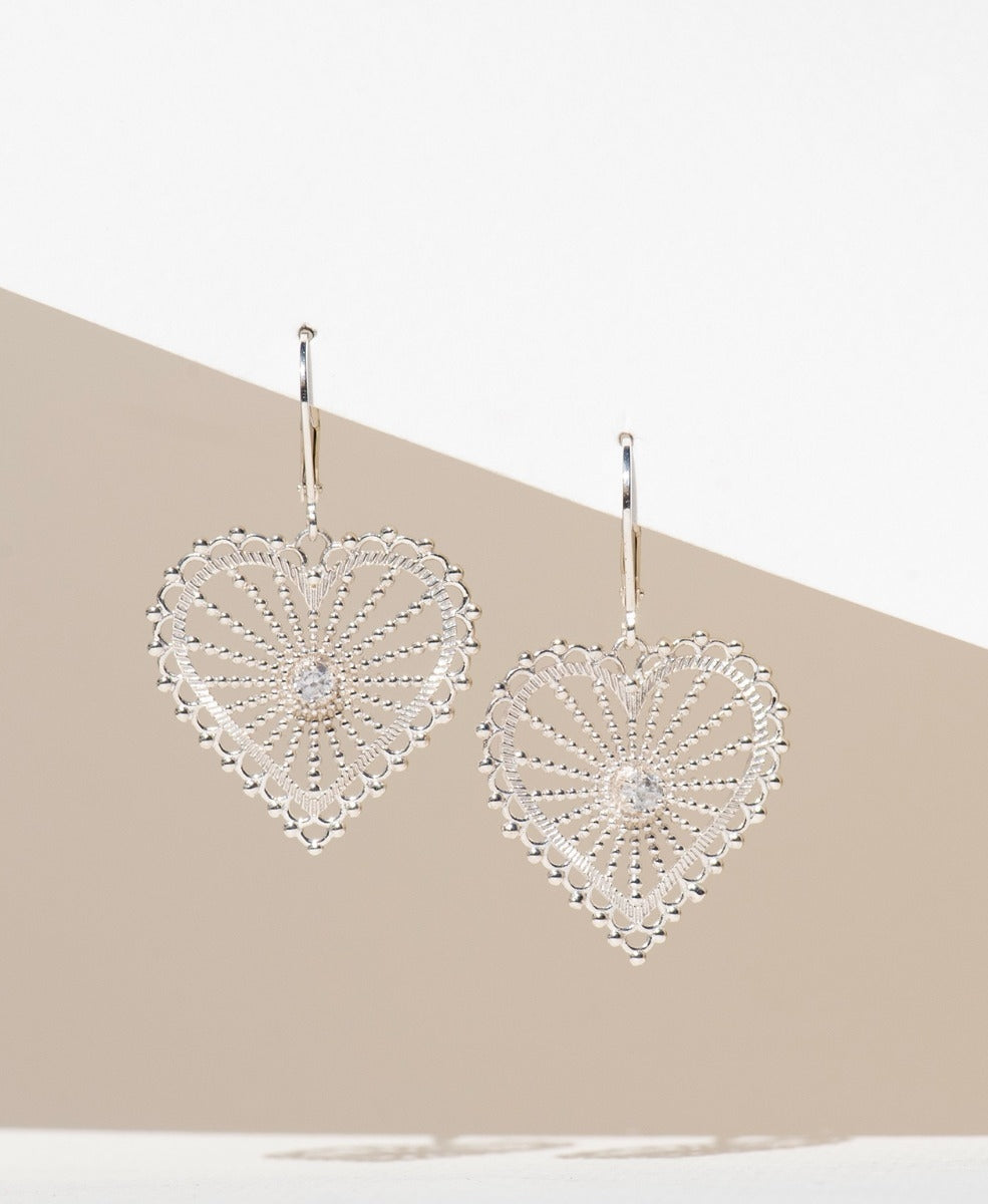 Amor Earrings - 925 Sterling Silver, White Zircon