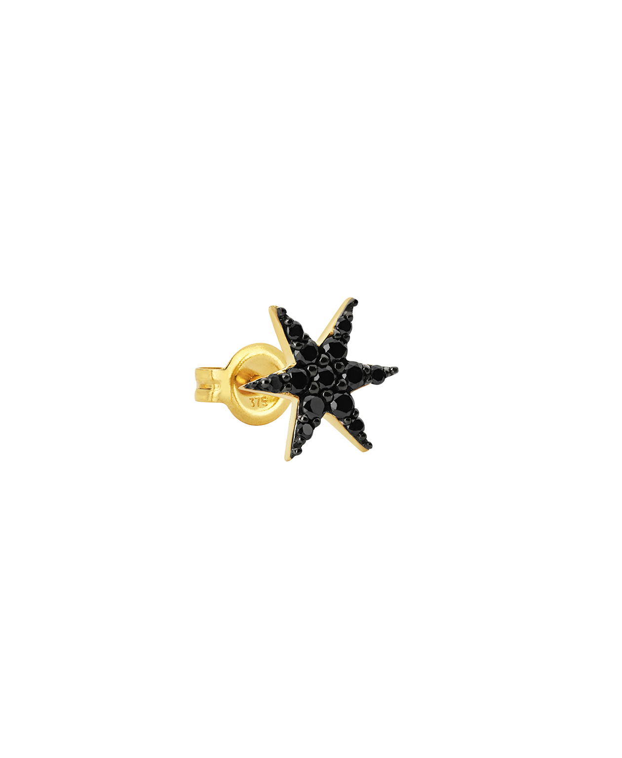 Mini Anahata Single Stud - 9k Yellow Gold, Black Diamond