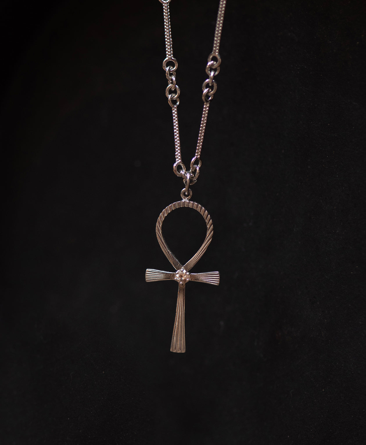 Ankh Necklace - 925 Sterling Silver, Peach Zircon