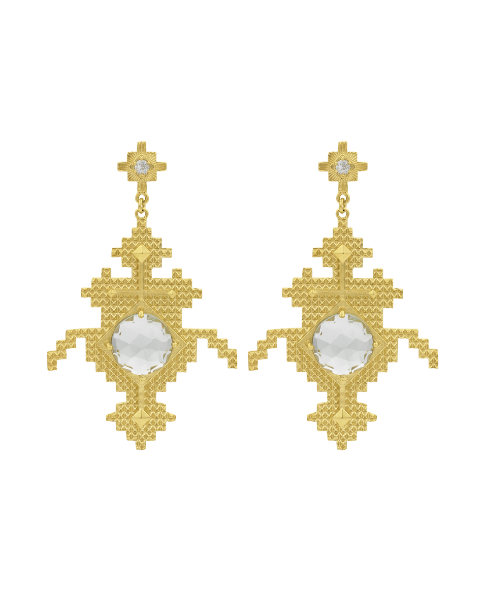 Apu Earrings - 22k Gold Vermeil, Green Amethyst