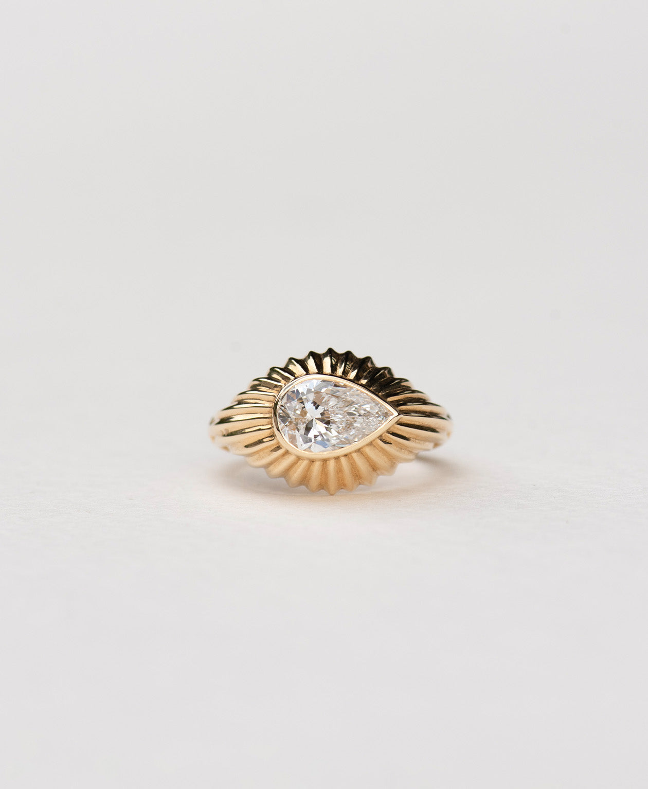 Aurora Ring - 18k Yellow Gold, Pear Brilliant Cut Lab Grown Diamond 1.50 carat