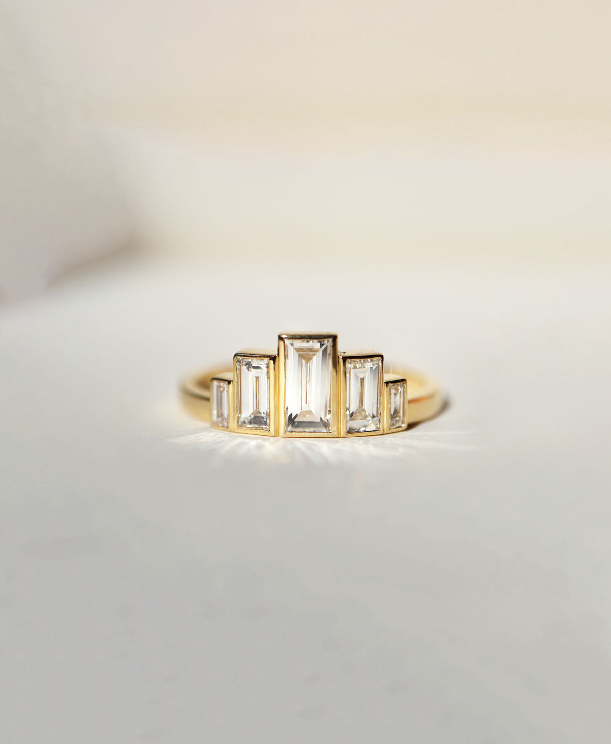 Ava Engagement Ring - 18k Yellow Gold, Baguette Cut Diamond 0.817 carat