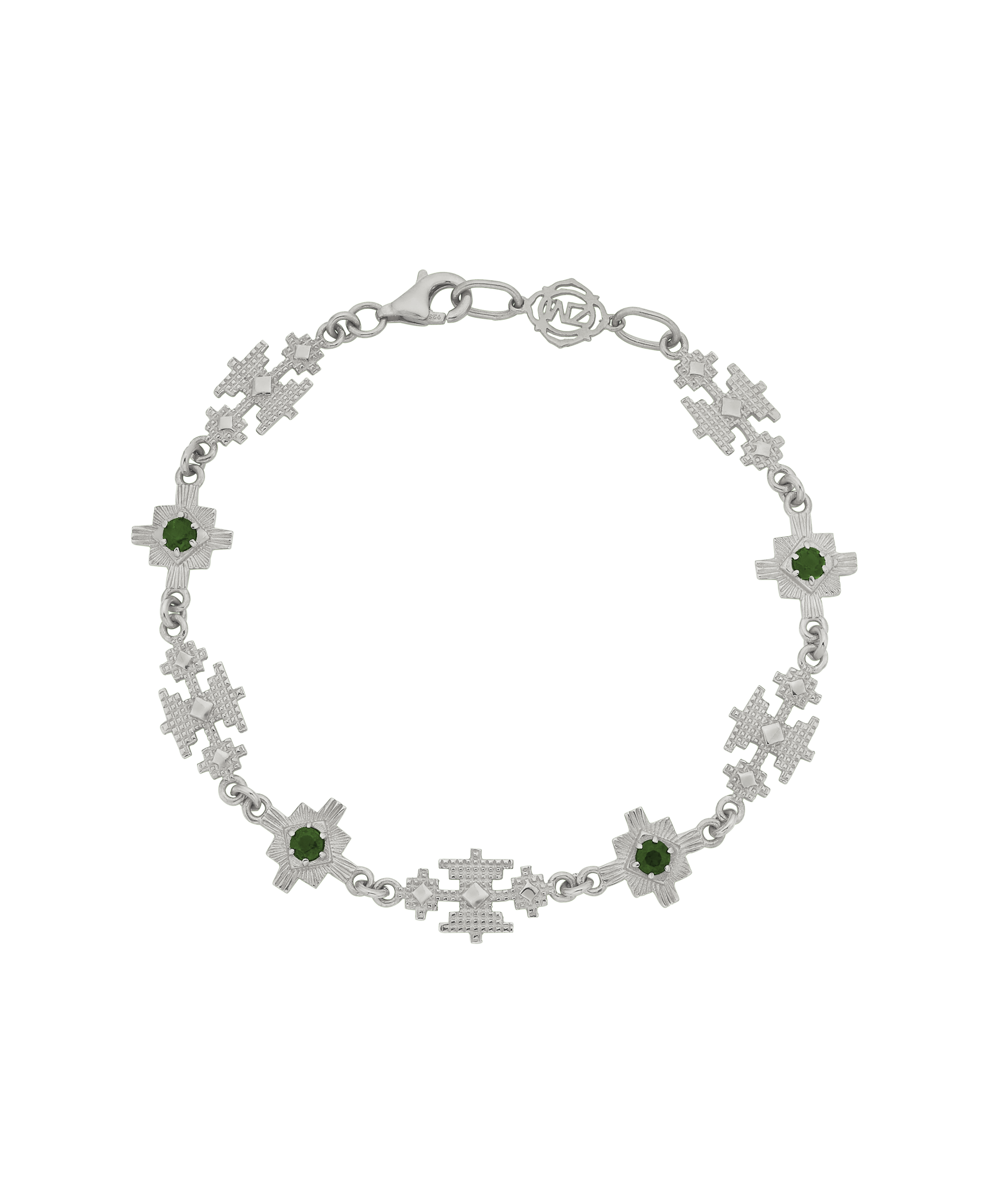 Ayllu Bracelet - 925 Sterling Silver, Chrome Diopside