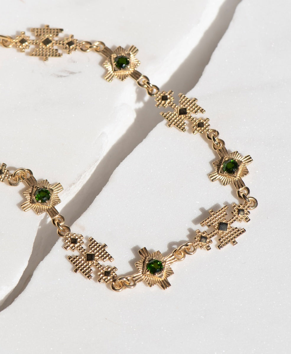 Ayllu Bracelet - 22k Gold Vermeil, Chrome Diopside