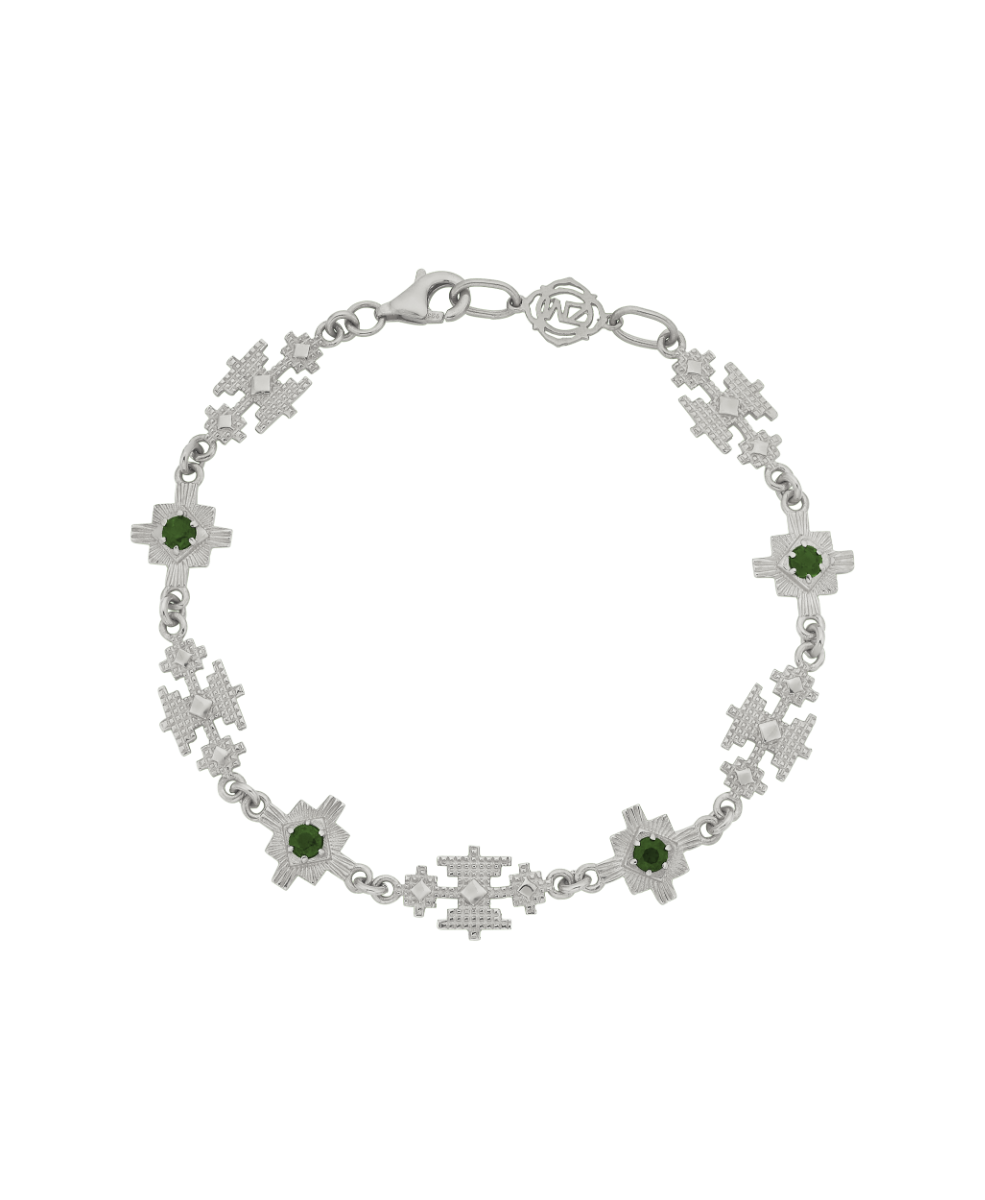 Ayllu Bracelet - 925 Sterling Silver, Chrome Diopside