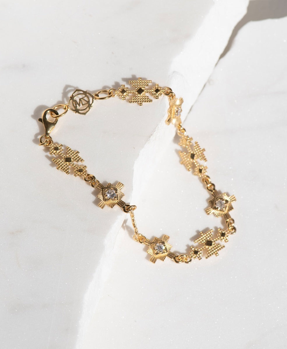 Ayllu Bracelet - 22k Gold Vermeil, White Zircon