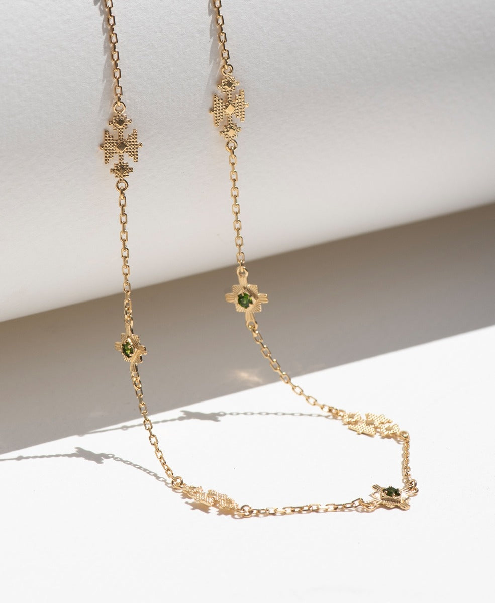 Ayllu Necklace - 22k Gold Vermeil, Chrome Diopside