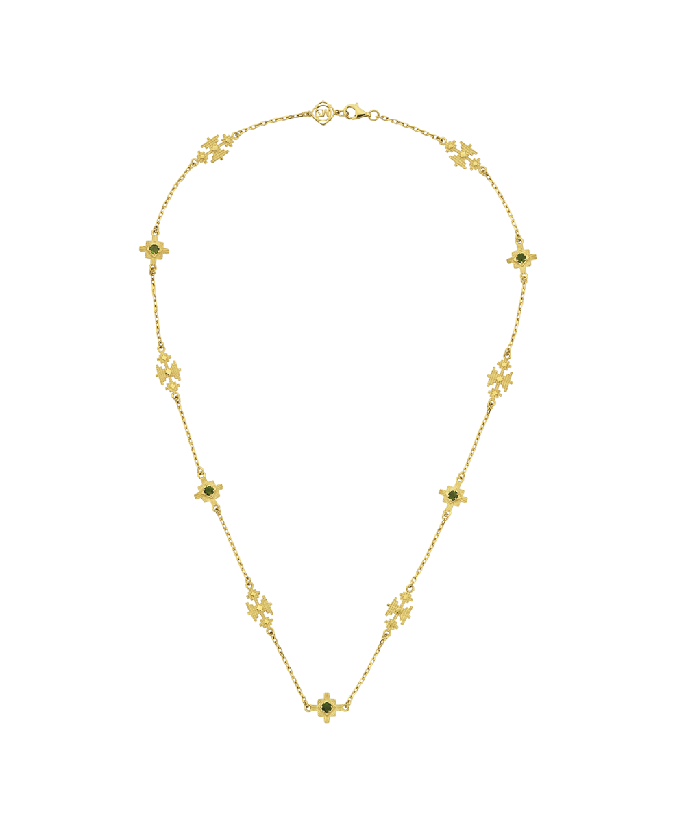 Ayllu Necklace - 22k Gold Vermeil, Chrome Diopside