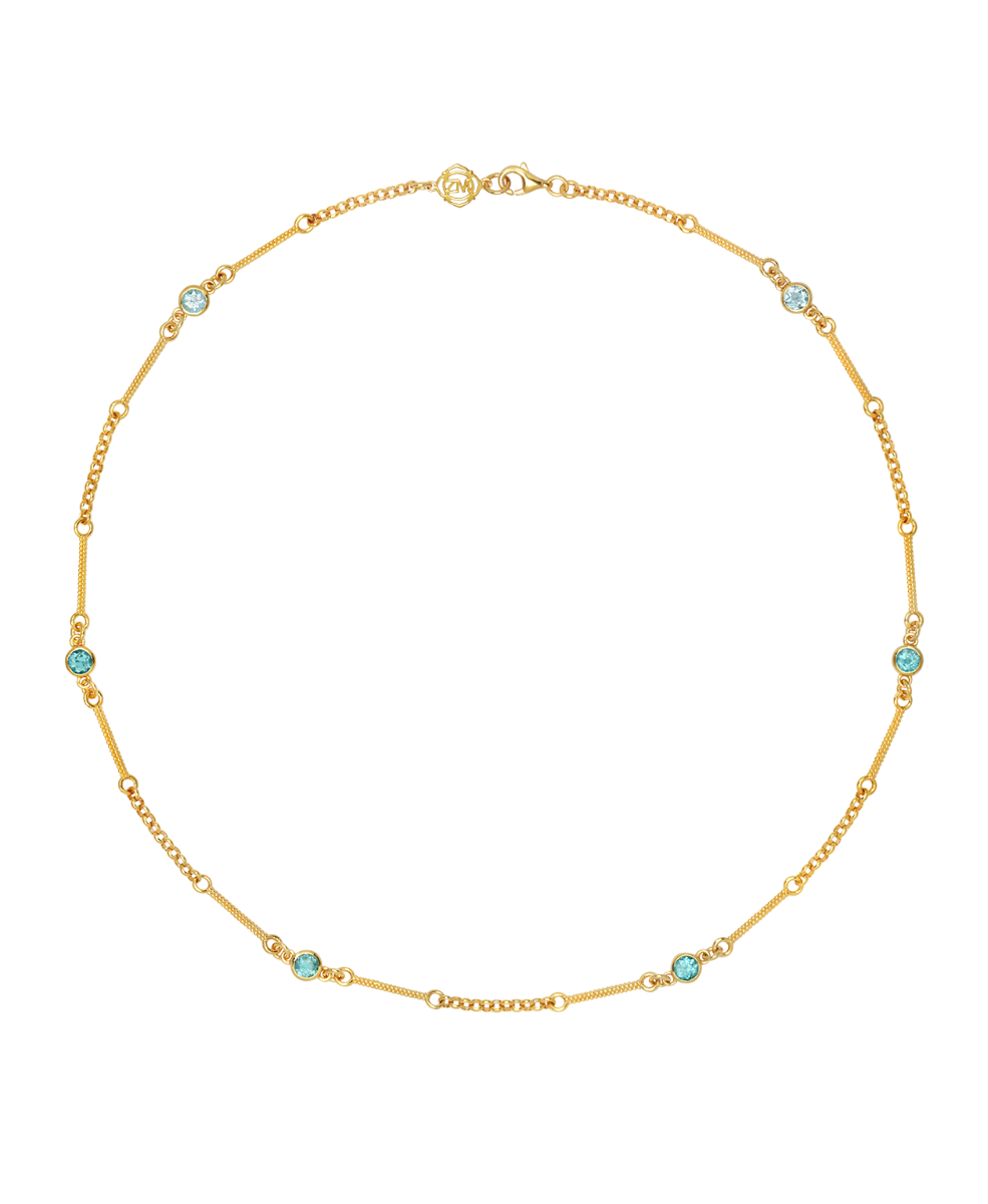 Azalea Necklace - 22k Gold Vermeil, Blue Apatite