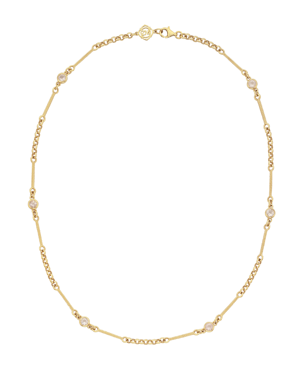 Azalea Necklace - 22k Gold Vermeil, Rose Quartz