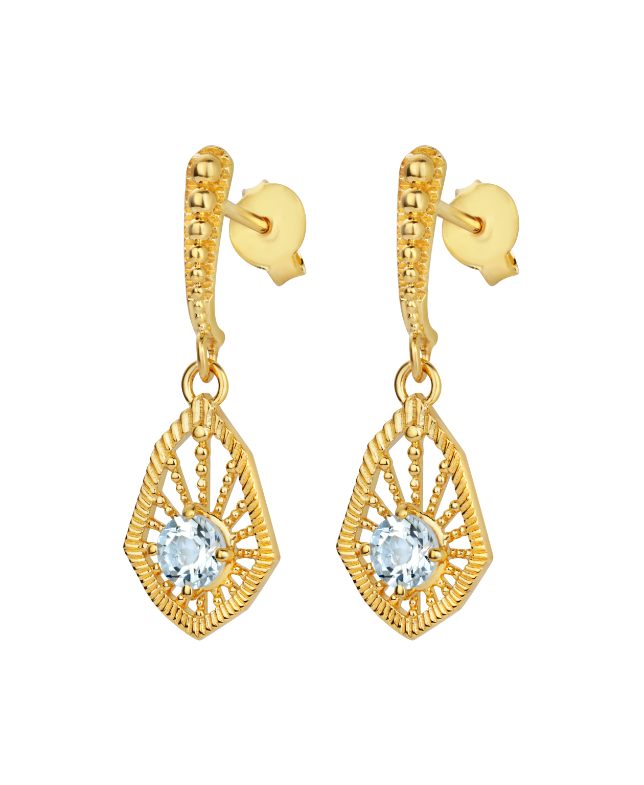 Bella Earrings - 22k Gold Vermeil, Aquamarine