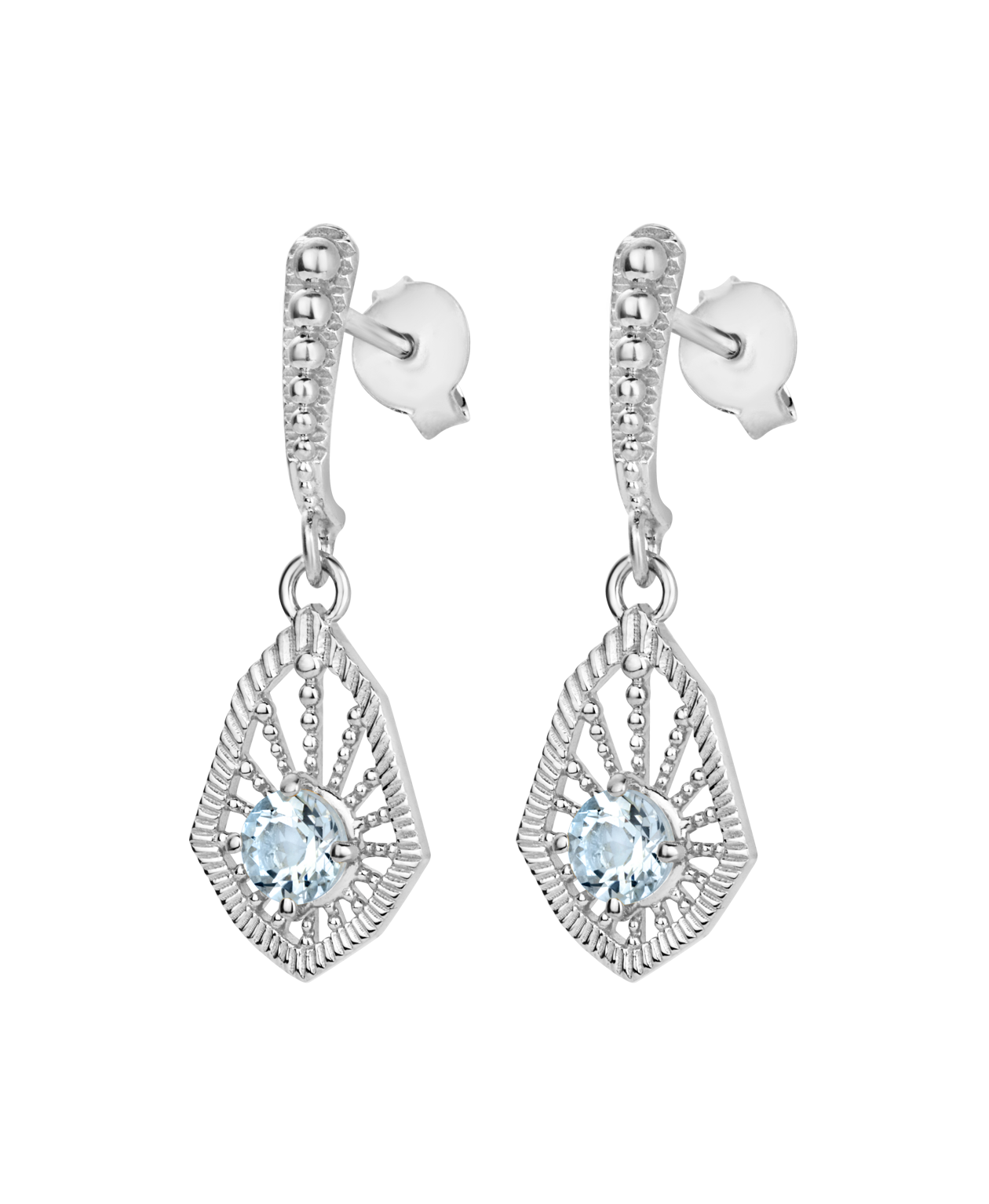 Bella Earrings - 925 Sterling Silver, Aquamarine