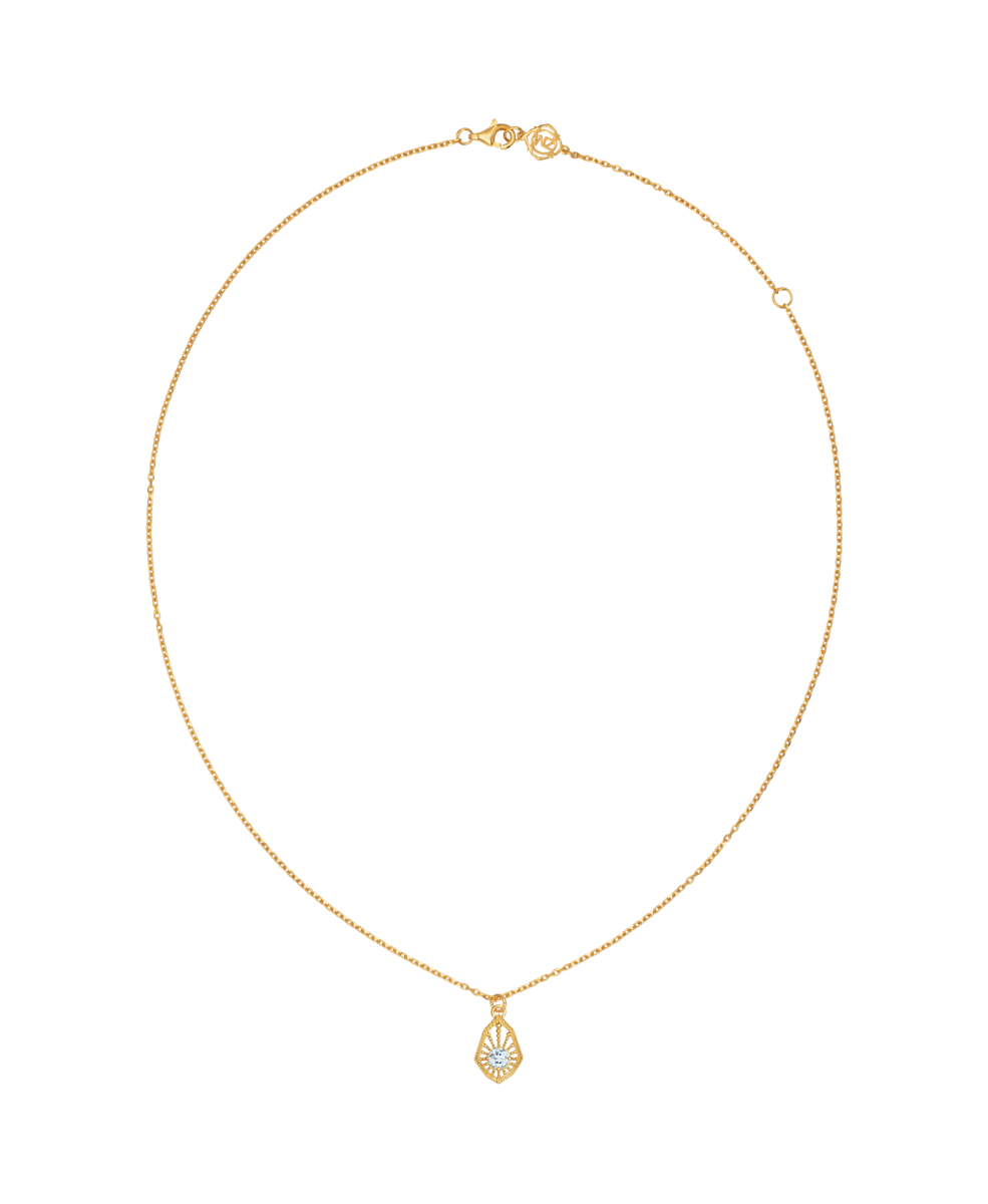 Bella Necklace - 22k Gold Vermeil, Aquamarine