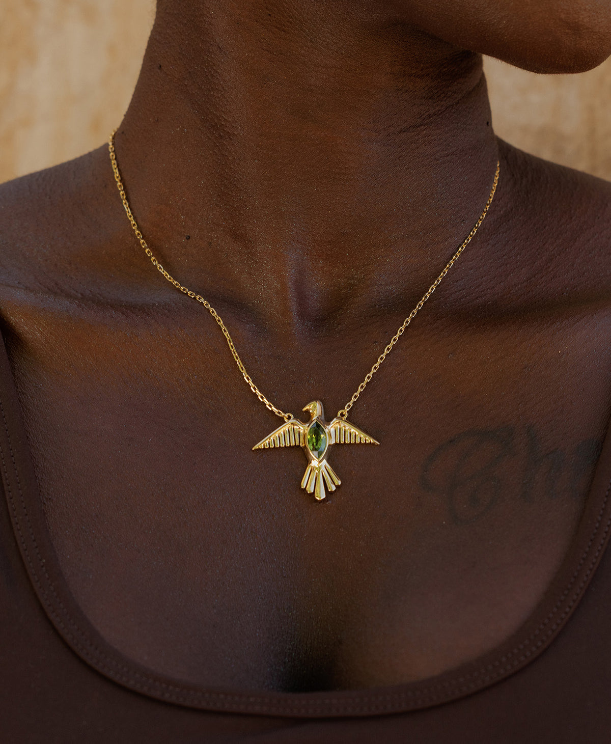 Birds of a Feather Necklace - 22k Gold Vermeil, Peridot
