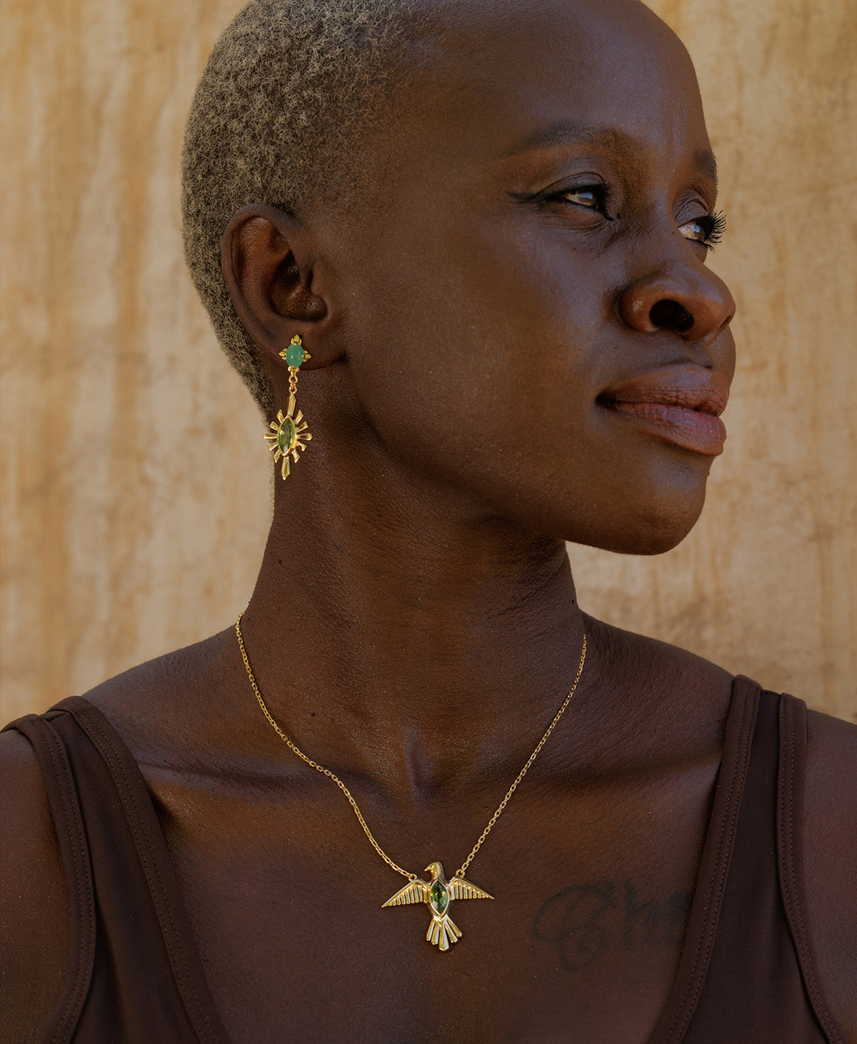 Birds of a Feather Necklace - 22k Gold Vermeil, Peridot