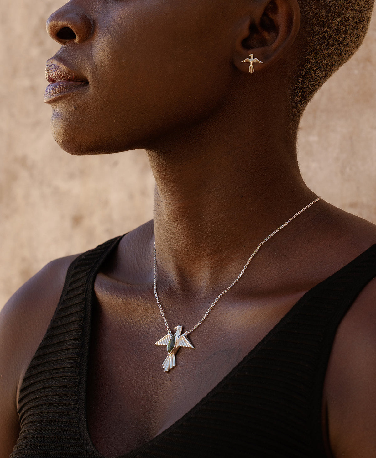 Birds of a Feather Necklace - 925 Sterling Silver, Peridot