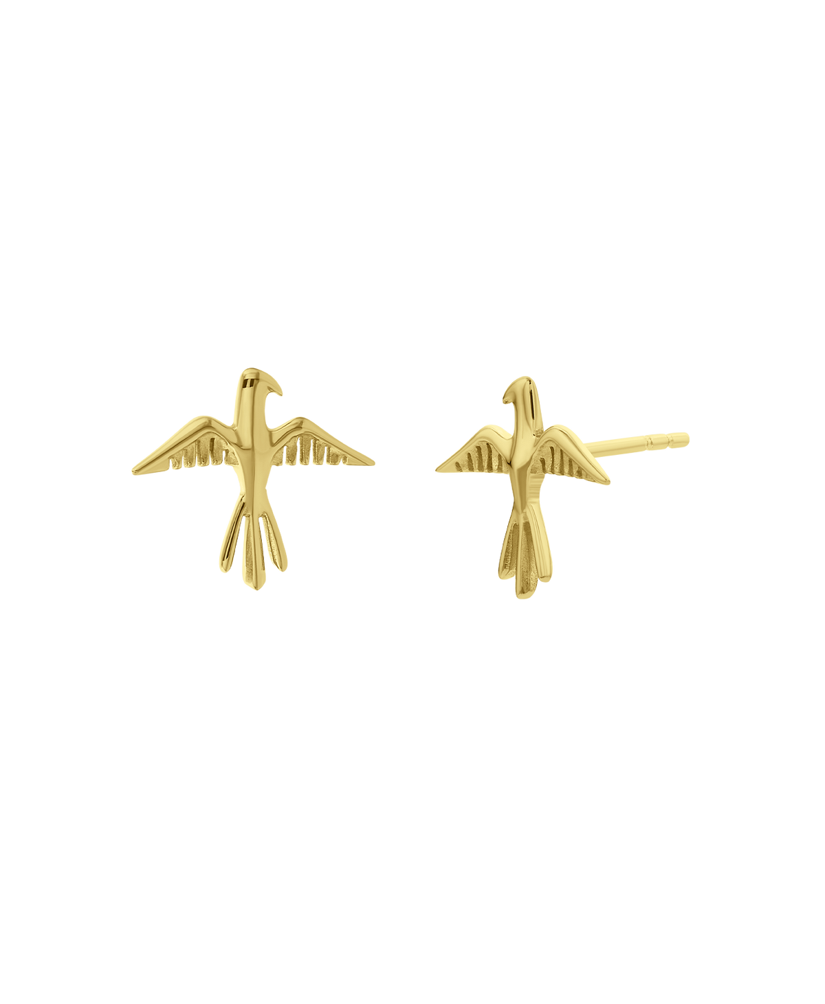 A clear cut of the Bird of a Feather Studs, featuring a bird stud earrings with detailed feather and wing textures.
