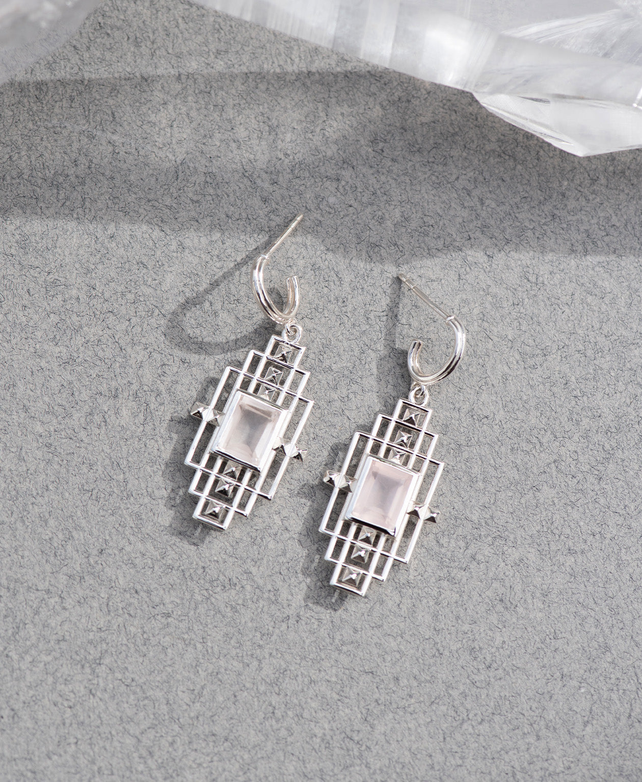Bliss Earrings - 925 Sterling Silver, Rose Quartz