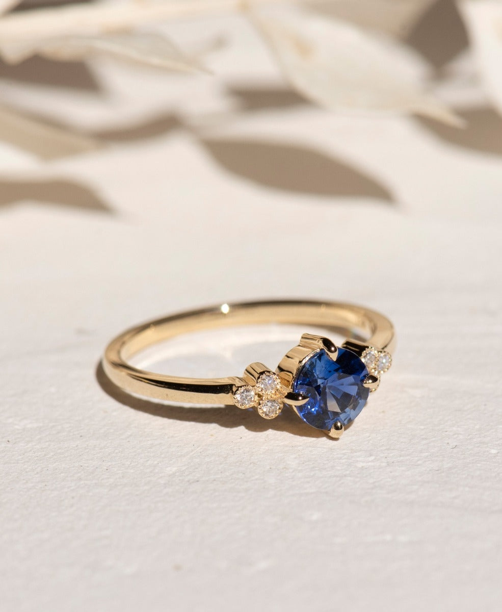 Mon Cheri Engagement Ring / 18k Yellow Gold / 0.50 carat Blue Sapphire