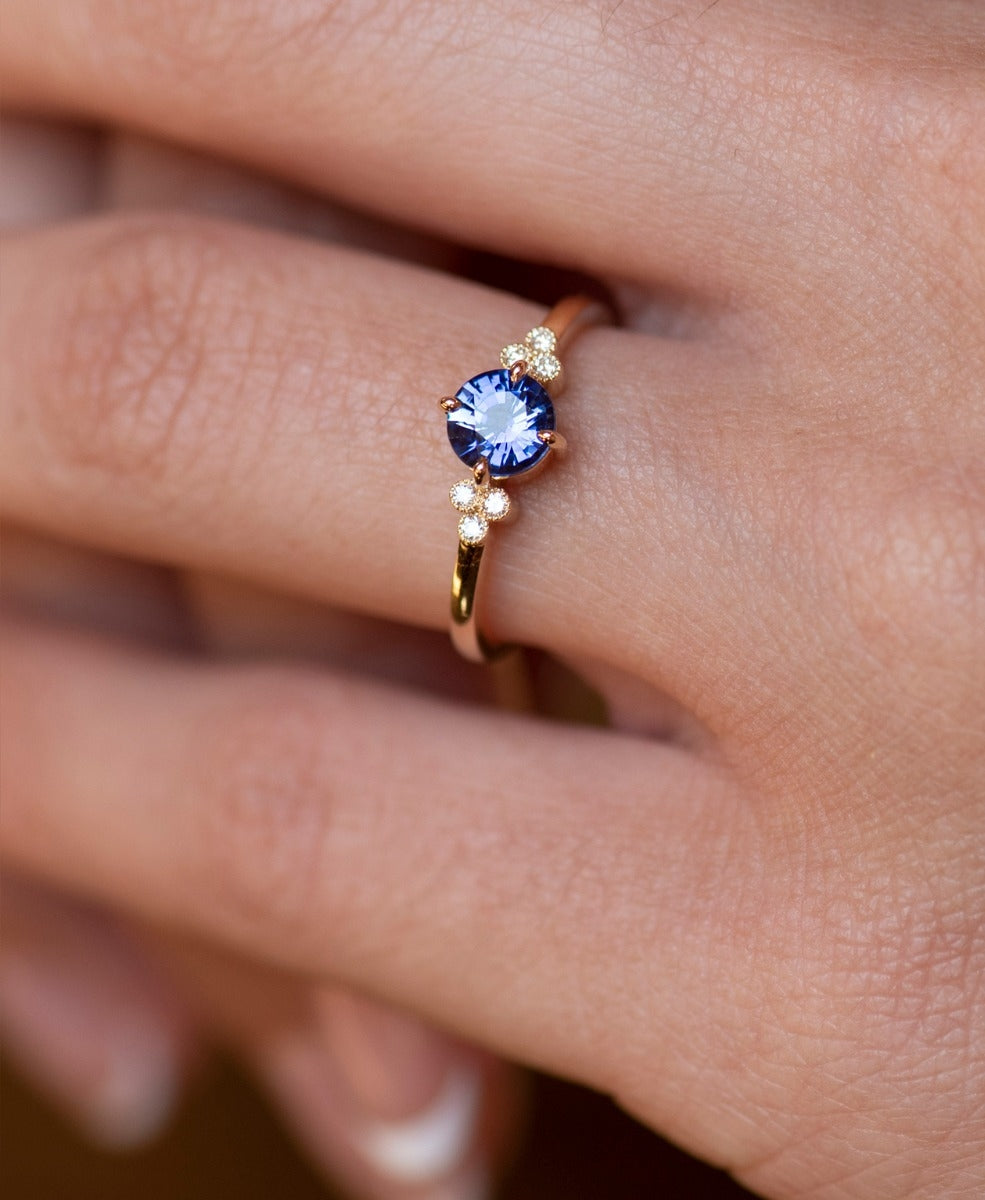 Mon Cheri Engagement Ring / 18k Yellow Gold / 0.50 carat Blue Sapphire