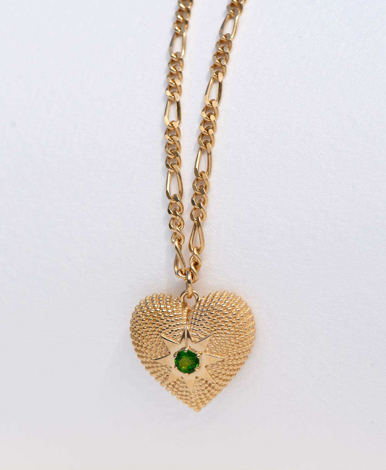 Brave Heart Necklace - 22k Gold Vermeil, Chrome Diopside