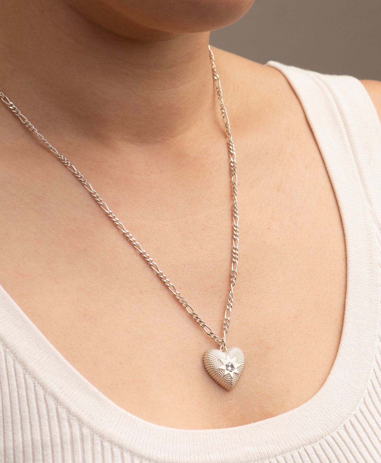 Brave Heart Necklace - 925 Sterling Silver, Aquamarine
