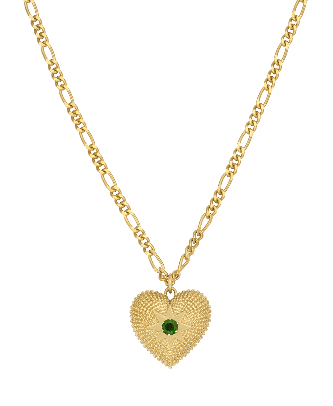 Brave Heart Necklace - 22k Gold Vermeil, Chrome Diopside