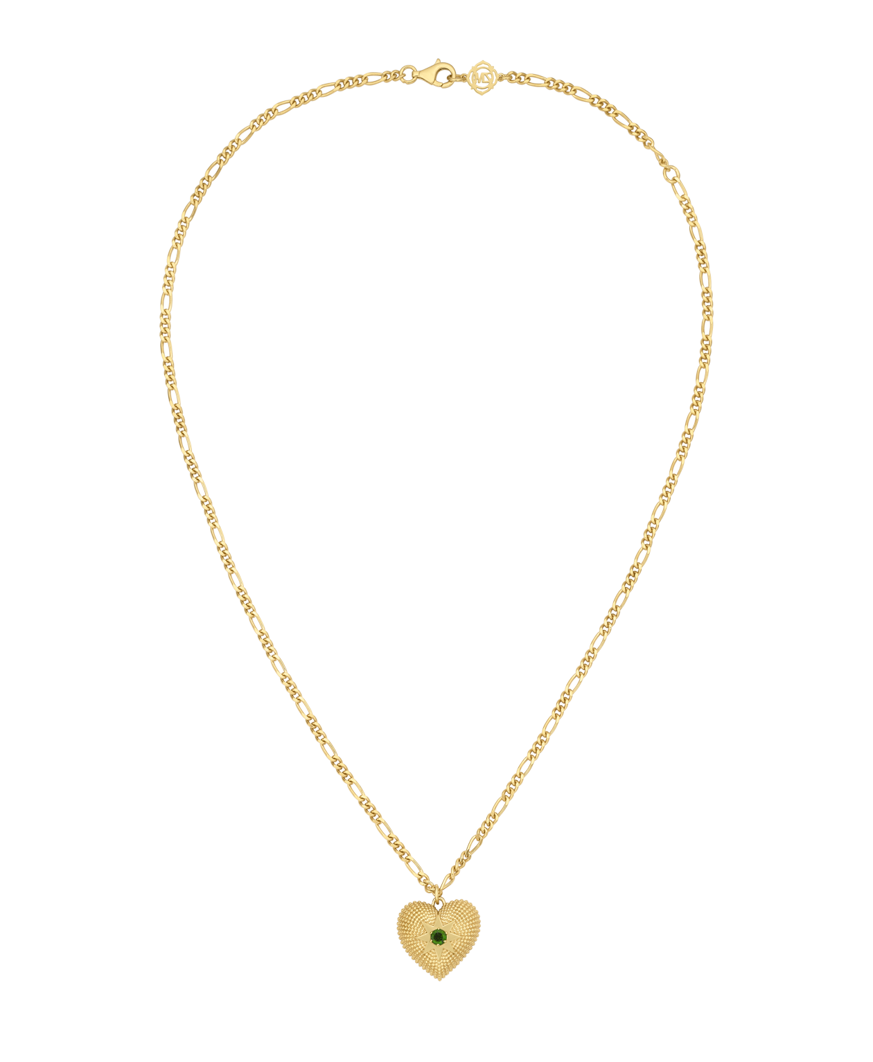 Brave Heart Necklace - 22k Gold Vermeil, Chrome Diopside