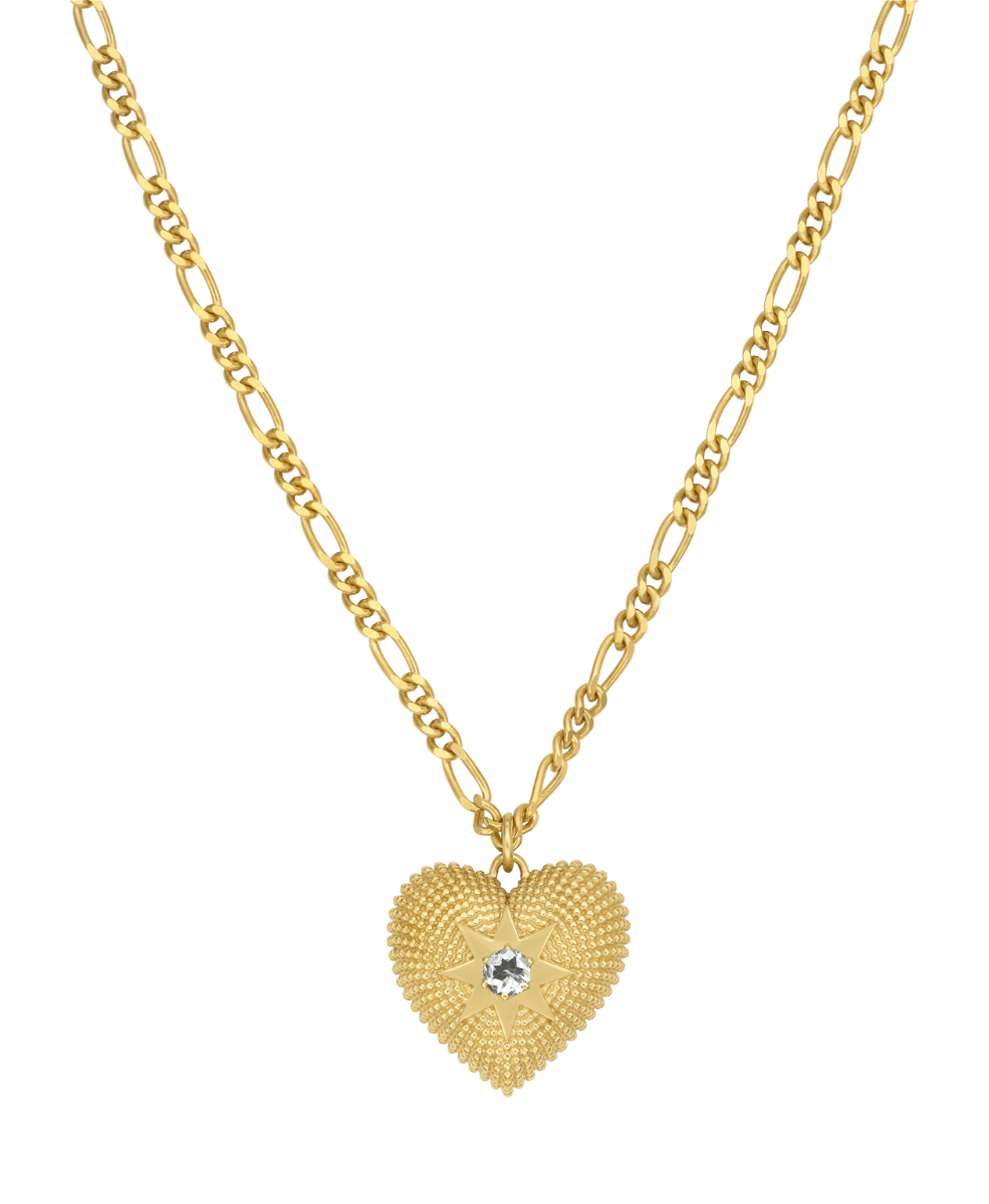 Brave Heart Necklace - 22k Gold Vermeil, Aquamarine