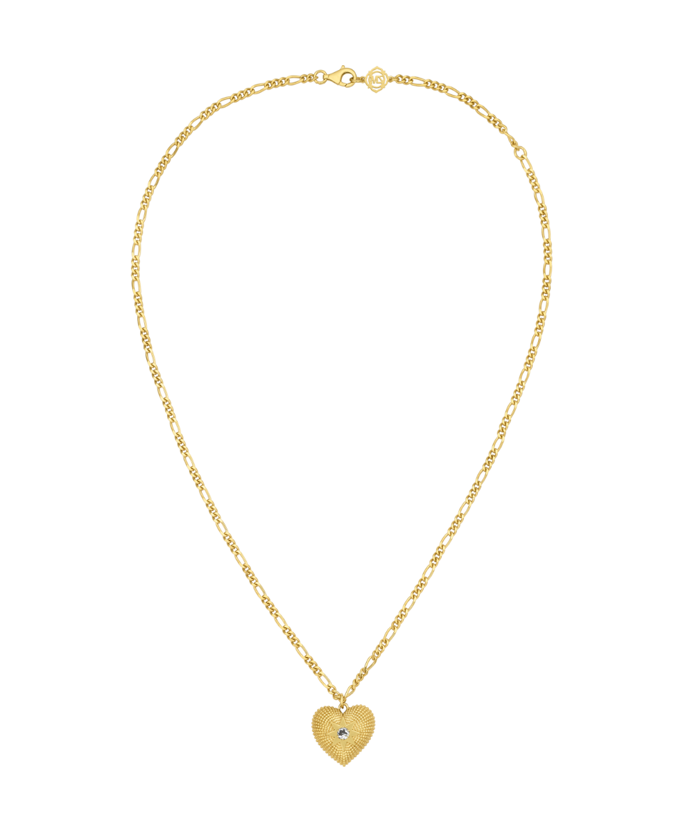 Brave Heart Necklace - 22k Gold Vermeil, Aquamarine