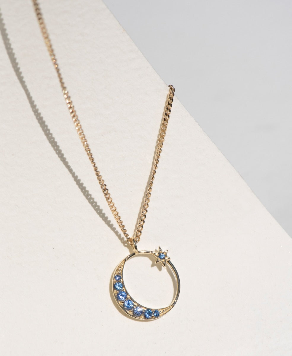 Celestia Necklace - 9k Yellow Gold, Ceylon Sapphire