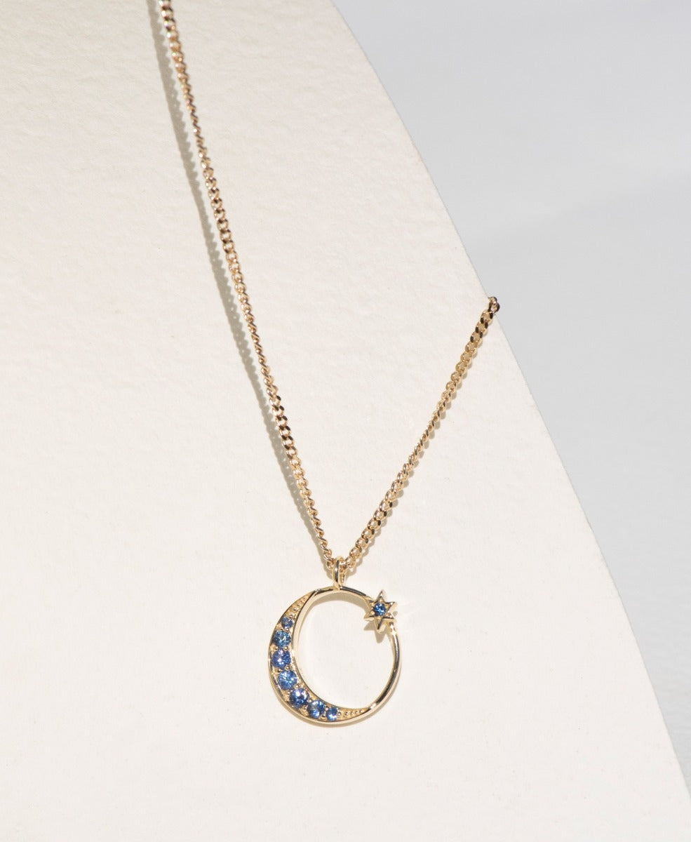 Celestia Necklace - 9k Yellow Gold, Ceylon Sapphire