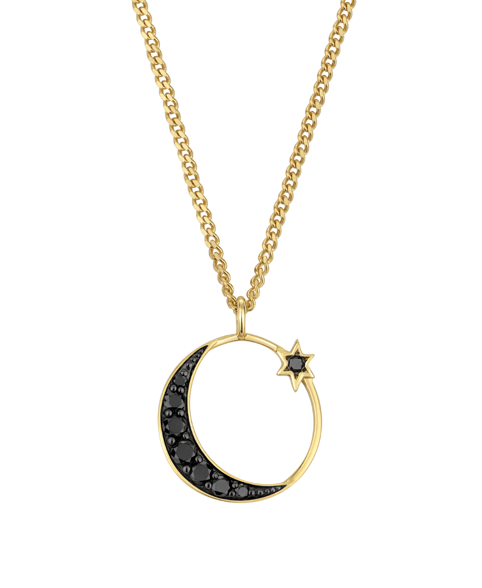 Celestia Necklace - 9k Yellow Gold, Black Diamond